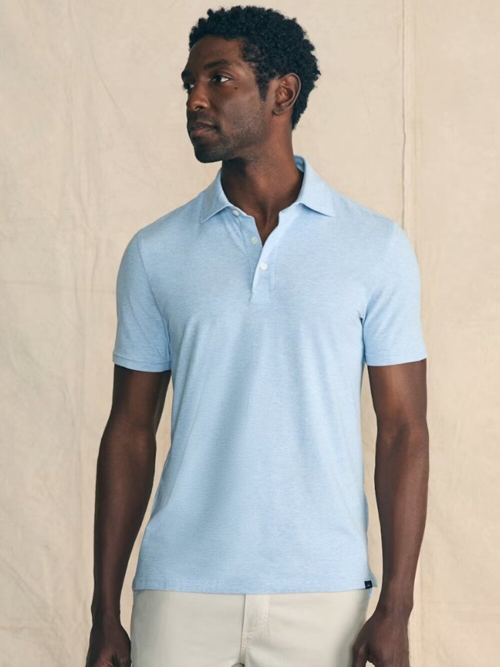 Faherty Movement Polo Shirt Mens Large Blue Solid Stretch
